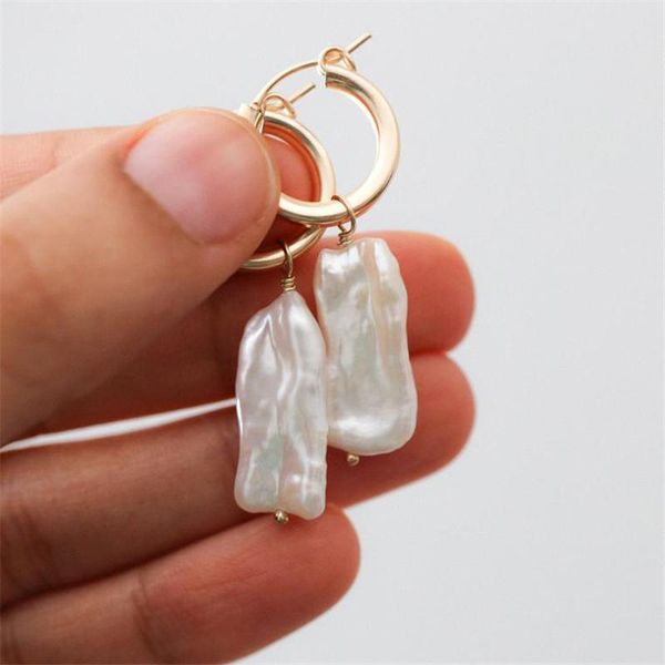 huggie handmade baroque pearl earrings 14 gold filled jewelry minimalism brincos oorbellen pendientes boho hoop earrings for women, Golden;silver
huggie handmade baroque pearl earrings 14 gold filled jewelry minimalism brincos oorbellen pendientes boho hoop earrings for women, Golden;silver
