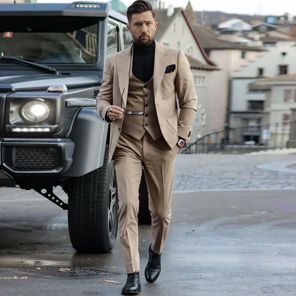 khaki 3 pieces slim fit mens wedding tuxedos two button single breasted suit sets peaked lapel custom made costumes pour hommes, Black;gray
khaki 3 pieces slim fit mens wedding tuxedos two button single breasted suit sets peaked lapel custom made costumes pour hommes, Black;gray