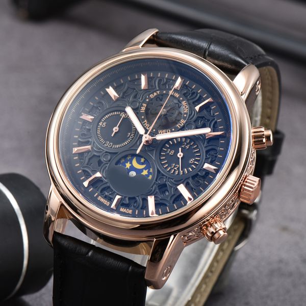 2023 men's quartz watch business fashion watch phl sun moon watch luxury design leather watch band luxury 002, Slivery;golden
2023 men's quartz watch business fashion watch phl sun moon watch luxury design leather watch band luxury 002, Slivery;golden