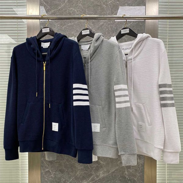 men's hoodies sweatshirts brand direct tb zipper hoodie waffle water ripple classic four bar mesh red men's and women's hoodi, Black
men's hoodies sweatshirts brand direct tb zipper hoodie waffle water ripple classic four bar mesh red men's and women's hoodi, Black