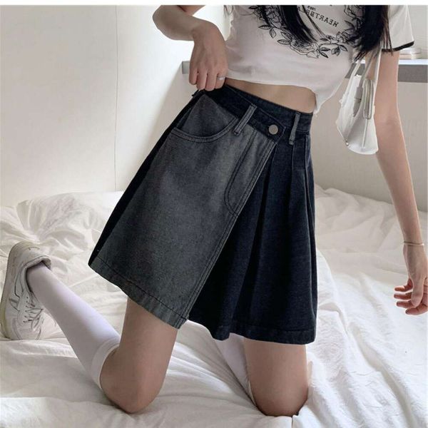 summer high waist a line short skirt women skinny pear shaped body covering irregular cowboy half length, Black
summer high waist a line short skirt women skinny pear shaped body covering irregular cowboy half length, Black