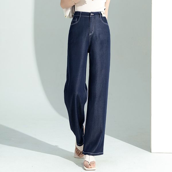 womens jeans summer thin high waist draping loose floor sweeping small ice silk ultra wide leg pants 230826, Blue
womens jeans summer thin high waist draping loose floor sweeping small ice silk ultra wide leg pants 230826, Blue
