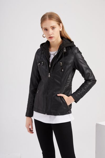 2023 autumn winter women's pu leather jackets stand collar zip spliced striped woman's faux fur short slim coats nxhp004, Black
2023 autumn winter women's pu leather jackets stand collar zip spliced striped woman's faux fur short slim coats nxhp004, Black