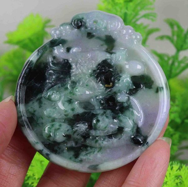 necklaces certified green 100% natural jade jadeite dragon pendant 11621h, Silver