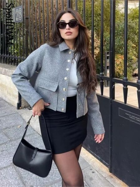 women s jackets grey woolen lapel single breated coat women elegant oblique pocket long sleeve solid short 2023 autumn lady warm wool 230826, Black;brown
women s jackets grey woolen lapel single breated coat women elegant oblique pocket long sleeve solid short 2023 autumn lady warm wool 230826, Black;brown