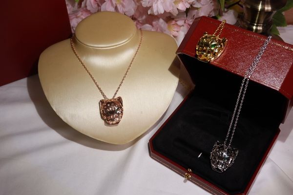 pendant necklace classic brand designer hollow leopard head charm long chain necklace for women jewelry with box party gift, Silver
pendant necklace classic brand designer hollow leopard head charm long chain necklace for women jewelry with box party gift, Silver
