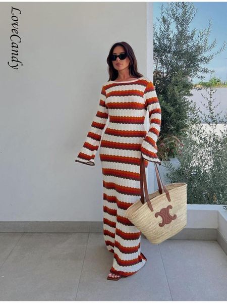 basic casual dresses contrast striped knitted cotton women fashion o neck long sleeve slim backless maxi dress lady bodycon vestidos 230826, Black;gray
basic casual dresses contrast striped knitted cotton women fashion o neck long sleeve slim backless maxi dress lady bodycon vestidos 230826, Black;gray