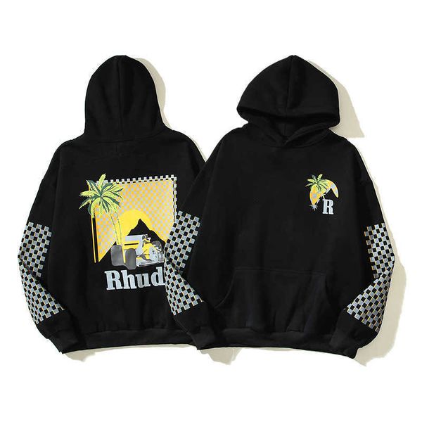 2023 american high street trendy rhude coconut racing print loose casual couple hooded sweater, Black
2023 american high street trendy rhude coconut racing print loose casual couple hooded sweater, Black