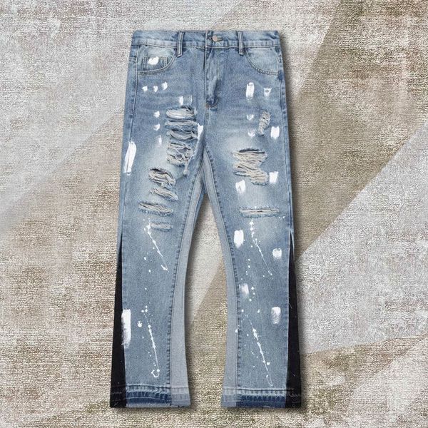women s jeans patchwork punk hip hop pants streetwear splash ink men flared destroyed ripped wide leg 230826, Blue
women s jeans patchwork punk hip hop pants streetwear splash ink men flared destroyed ripped wide leg 230826, Blue