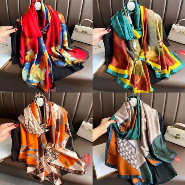 spring and autumn style brocade scarf womens high end sense of travel sunblock shawl silk satin, Blue;gray
spring and autumn style brocade scarf womens high end sense of travel sunblock shawl silk satin, Blue;gray