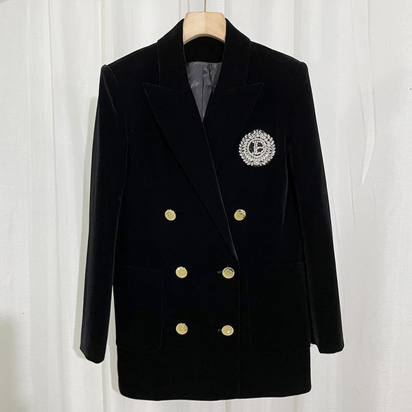 women's wool blends spring and autumn british style loose double-breasted all-match velvet suit jacket women blazers 230825, Black
women's wool blends spring and autumn british style loose double-breasted all-match velvet suit jacket women blazers 230825, Black