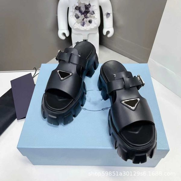 shoes slippers high version p family inverted triangle standard zigzag roman woven ultra light thick sole rubber sandals sponge cake versati, Black
shoes slippers high version p family inverted triangle standard zigzag roman woven ultra light thick sole rubber sandals sponge cake versati, Black