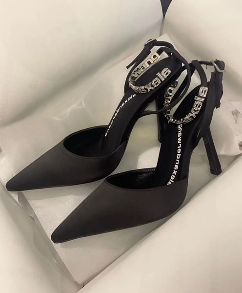 luxury summer wang delphine sandals shoes black pointed toe high heel crystal branding around ankles straps party wedding lady pumps
luxury summer wang delphine sandals shoes black pointed toe high heel crystal branding around ankles straps party wedding lady pumps