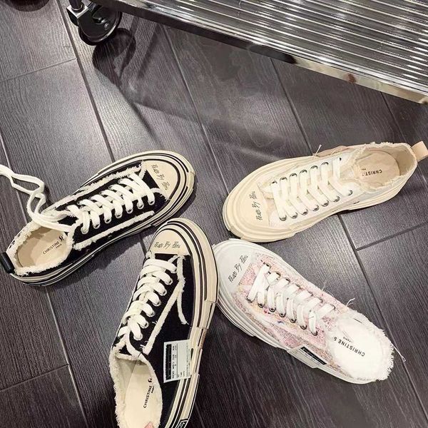 wu jianhao's same thick sole canvas women versatile couples elevated board shoes white beggar half slippers, Black
wu jianhao's same thick sole canvas women versatile couples elevated board shoes white beggar half slippers, Black