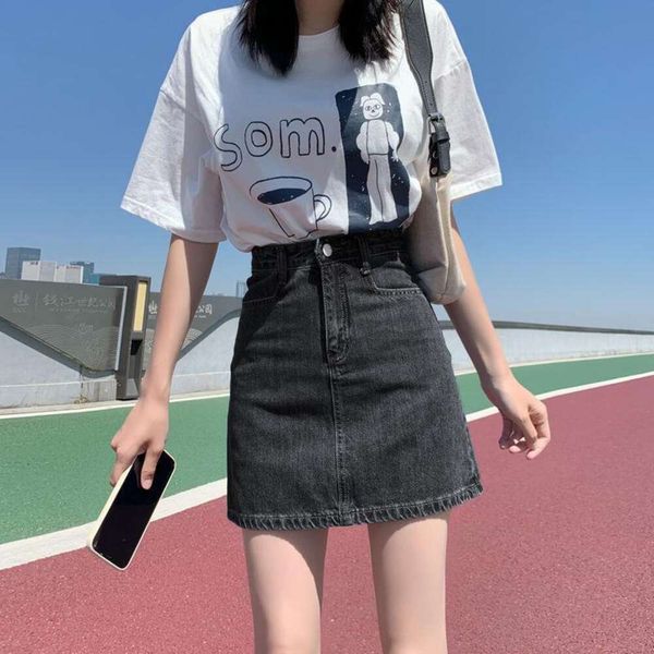 item title short denim skirt for women summer a line high waist slimming all matching with hips, Black
item title short denim skirt for women summer a line high waist slimming all matching with hips, Black
