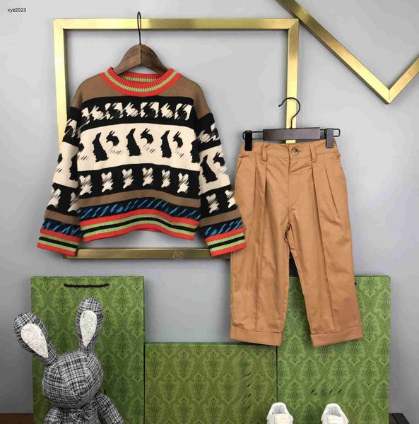 23ss designer tracksuits kids warm suit baby autumn sets size 100-160 cm 2pcs multi color threaded knit sweater and khaki pants aug24, White
23ss designer tracksuits kids warm suit baby autumn sets size 100-160 cm 2pcs multi color threaded knit sweater and khaki pants aug24, White