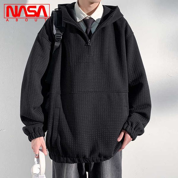 nasa co branded waffle sweater trendy ins men's american high street trendy brand hooded spring and autumn large loose coat, Black
nasa co branded waffle sweater trendy ins men's american high street trendy brand hooded spring and autumn large loose coat, Black