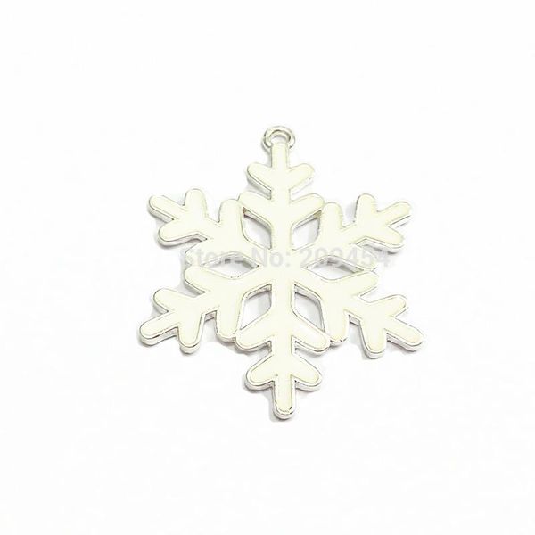 necklaces 48mm 10pcs/lot all enamel christmas snowflake pendants, Silver