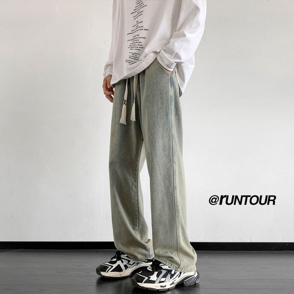 men's jeans 2023 autumn streetwear baggy men korean fashion loose straight wide leg denim pants male brand clothing yellow mud 230825, Blue
men's jeans 2023 autumn streetwear baggy men korean fashion loose straight wide leg denim pants male brand clothing yellow mud 230825, Blue