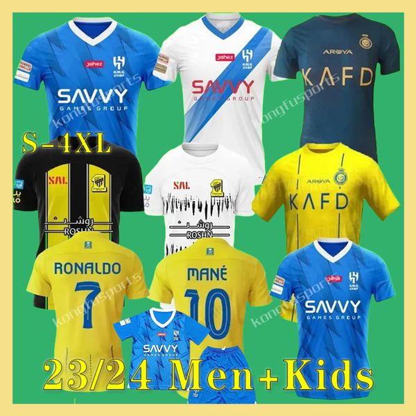 23 24 al nassr fc saudi ronaldo soccer jerseys men kids kital hilal cr7 football shiirt benzema neymar jr aboubakar mane fans player version, Black;yellow
23 24 al nassr fc saudi ronaldo soccer jerseys men kids kital hilal cr7 football shiirt benzema neymar jr aboubakar mane fans player version, Black;yellow