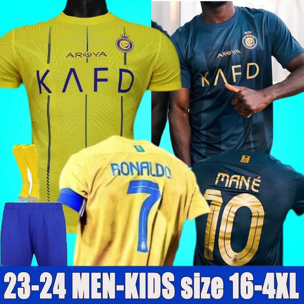 al nassr fc soccer jerseys ronaldo 2023 2024 fans player home 22 23 24 mane brozovic ghareeb talisca telles lajami men kids football shirt a, Black;yellow
al nassr fc soccer jerseys ronaldo 2023 2024 fans player home 22 23 24 mane brozovic ghareeb talisca telles lajami men kids football shirt a, Black;yellow