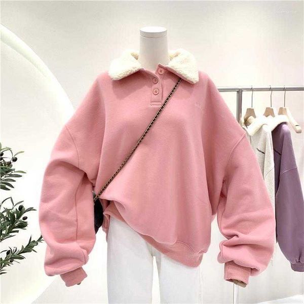 women hoodies lambswool button up pullover clothes girl pink hoodie autumn winter korean style velvet oversize sweatshirt streetwear, Black
women hoodies lambswool button up pullover clothes girl pink hoodie autumn winter korean style velvet oversize sweatshirt streetwear, Black