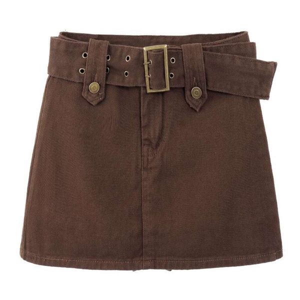 american retro coffee colored skirt for women in autumn high waists girls overalls super short brown a line, Black
american retro coffee colored skirt for women in autumn high waists girls overalls super short brown a line, Black
