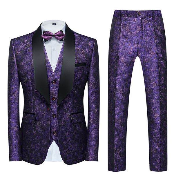 men s suits blazers purple men 3 pieces suit floral pattern slim fit single button blazer waistcoat pants party wedding banquet prom tuxedo, White;black
men s suits blazers purple men 3 pieces suit floral pattern slim fit single button blazer waistcoat pants party wedding banquet prom tuxedo, White;black