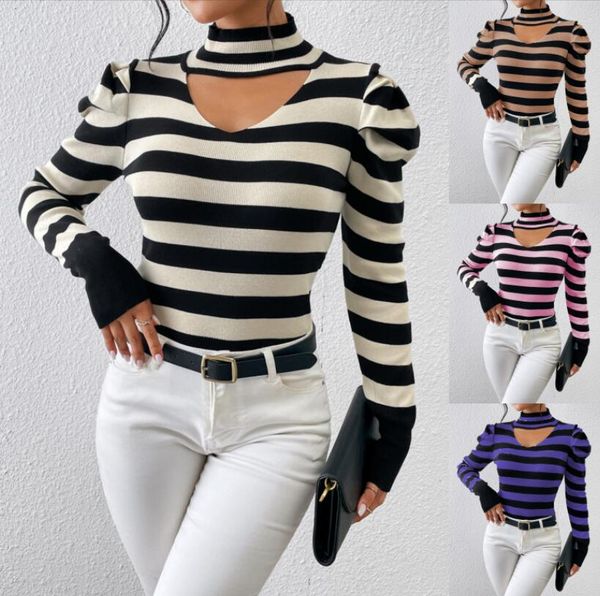 women's sweaters 2023 autumn/winter new women's knitwear v-neck stripe bubble sleeve pullover sweaters women's knitted sweate, White;black
women's sweaters 2023 autumn/winter new women's knitwear v-neck stripe bubble sleeve pullover sweaters women's knitted sweate, White;black