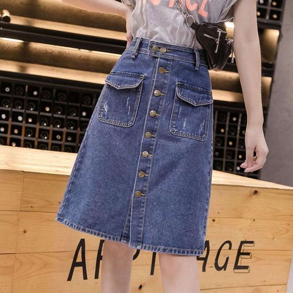 high waisted denim skirt half length a line hip medium long large sized womens clothing spring and autumn, Black
high waisted denim skirt half length a line hip medium long large sized womens clothing spring and autumn, Black