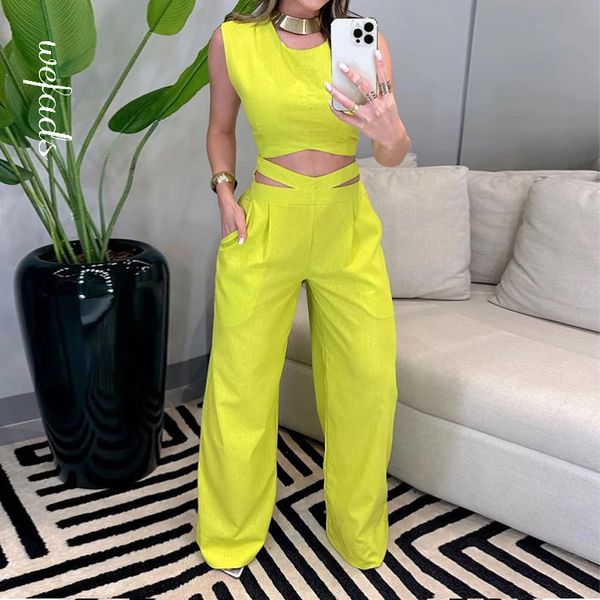 women s two piece pants wefad sets summer chic casual solid round neck sleeveless backless loose hollow out streetwear 230826, White
women s two piece pants wefad sets summer chic casual solid round neck sleeveless backless loose hollow out streetwear 230826, White