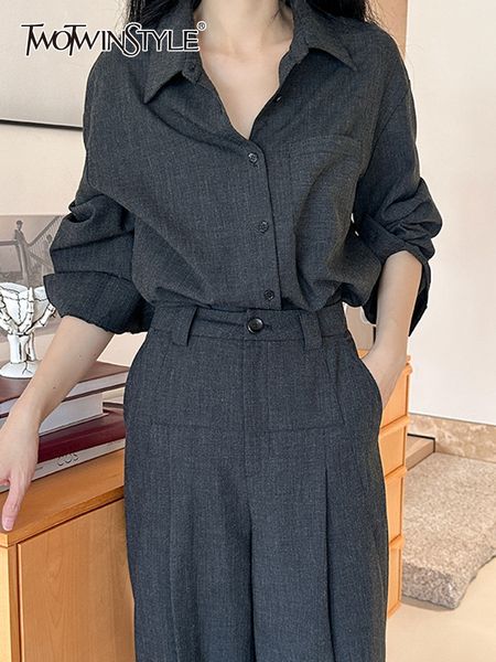 women blends twotwinstyle solid casual loose blouses for women lapel long sleeve patchwork single breasted minimalist blouse female fashion, Black
women blends twotwinstyle solid casual loose blouses for women lapel long sleeve patchwork single breasted minimalist blouse female fashion, Black