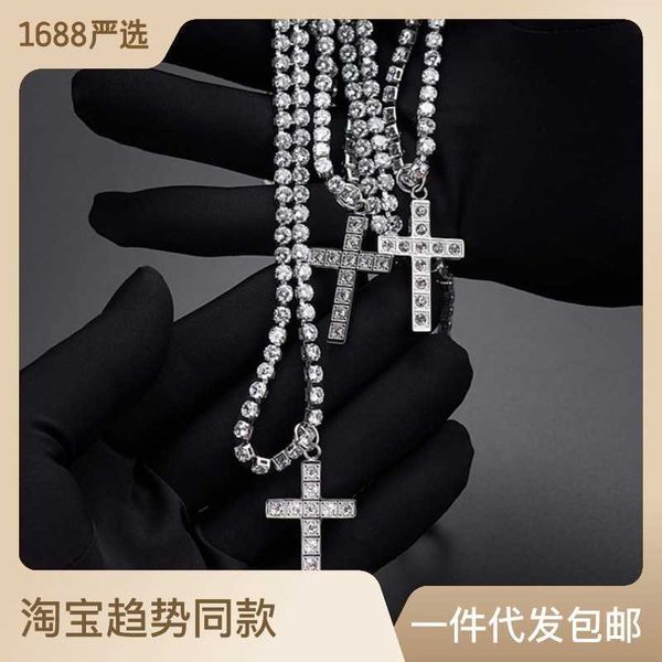 hip hop trendy celebrity with full diamond cross pendant afgk necklace trendy men and women titanium steel diamond inlaid chain, Silver
hip hop trendy celebrity with full diamond cross pendant afgk necklace trendy men and women titanium steel diamond inlaid chain, Silver