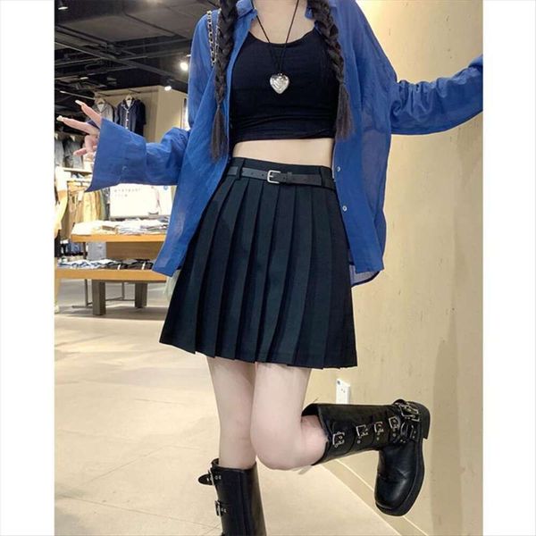 early autumn korean style suit pleated skirt female preppy high waist slim a line, Black
early autumn korean style suit pleated skirt female preppy high waist slim a line, Black