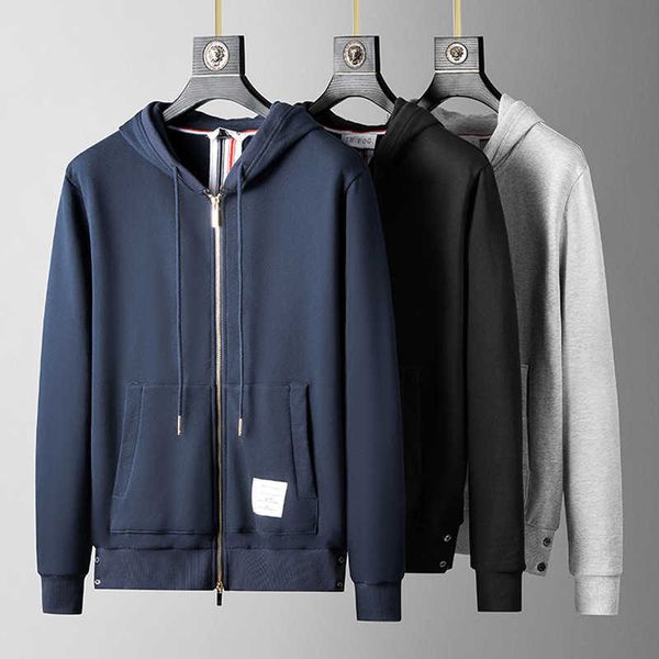 men's hoodies sweatshirts tb trendy back ribbon stripe pure cotton sweater zipper hoodie sports cardigan fashion brand coat fashion men, Black
men's hoodies sweatshirts tb trendy back ribbon stripe pure cotton sweater zipper hoodie sports cardigan fashion brand coat fashion men, Black