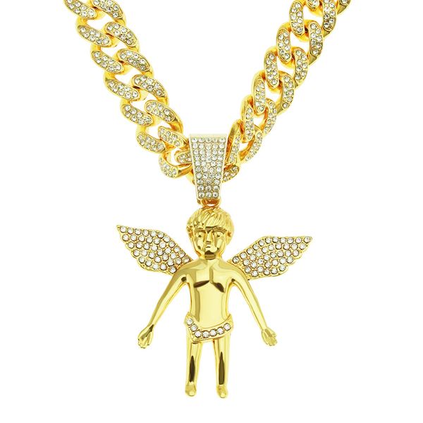 hip hop men rapper diamond pendant gold necklace shiny winged angel pendant micro-inset zircon jewelry night club accessory sweater collarbo, Silver
hip hop men rapper diamond pendant gold necklace shiny winged angel pendant micro-inset zircon jewelry night club accessory sweater collarbo, Silver