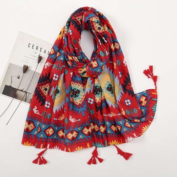 womens scarf retro ethnic style geometric print long bohemian travel sunblock shawl cotton and linen hand, Blue;gray
womens scarf retro ethnic style geometric print long bohemian travel sunblock shawl cotton and linen hand, Blue;gray