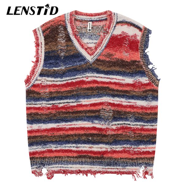 men s sweaters autumn men sleeveless knitted jumper hip hop ripped striped knitwear vests streetwear harajuku fashion casual pullovers 23082, White;black
men s sweaters autumn men sleeveless knitted jumper hip hop ripped striped knitwear vests streetwear harajuku fashion casual pullovers 23082, White;black