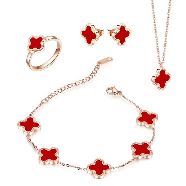 lucky four leaf grass necklace bracelet ring earrings four piece set rose gold collar chain women's summer day long necklace, available, Golden;silver
lucky four leaf grass necklace bracelet ring earrings four piece set rose gold collar chain women's summer day long necklace, available, Golden;silver