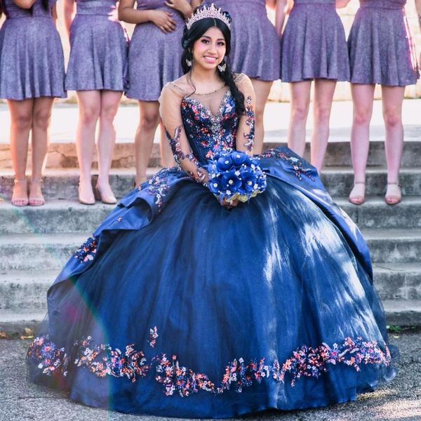 navy glittering long sleeved quinceanera dresses vestidos de 15 anos applique 3d flowers lace formal princess birthday party gowns, Blue;red
navy glittering long sleeved quinceanera dresses vestidos de 15 anos applique 3d flowers lace formal princess birthday party gowns, Blue;red