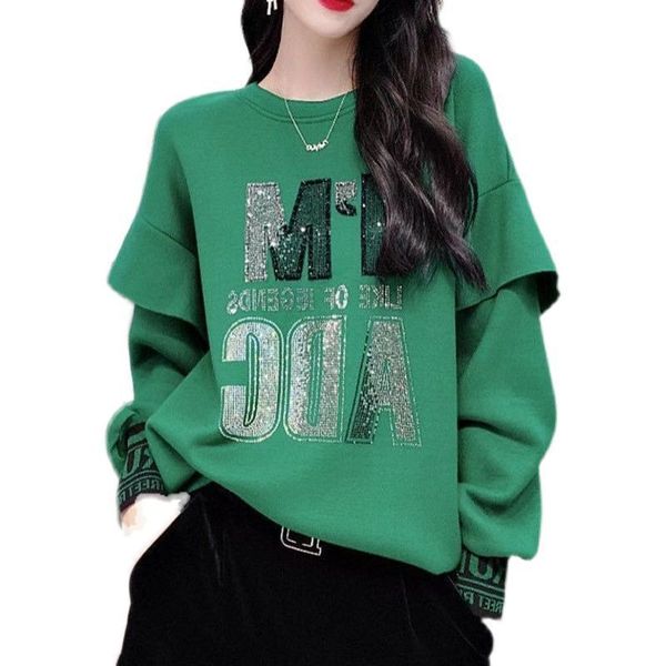 women's hoodies sweatshirts sweatshirt diamond letter hatless coat oversized outwear streetwear oneck casual 230826, Black
women's hoodies sweatshirts sweatshirt diamond letter hatless coat oversized outwear streetwear oneck casual 230826, Black