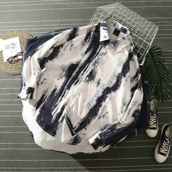 tie dye shirts men casual loose korean style shirt mens jacket oversized cosy streetwear hip hop camisas contrast outwear coat 210524, White;black
tie dye shirts men casual loose korean style shirt mens jacket oversized cosy streetwear hip hop camisas contrast outwear coat 210524, White;black