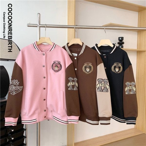 men's jackets korean fashion baseball men women vintage patchwork bear letter embroidery short coat spring loose varsity jacket 2023 23, Black;brown
men's jackets korean fashion baseball men women vintage patchwork bear letter embroidery short coat spring loose varsity jacket 2023 23, Black;brown