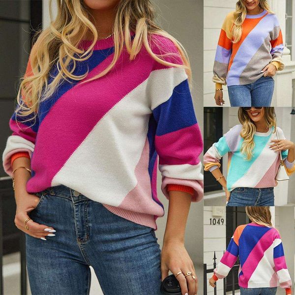autumn and winter sweater striped stitching fashionable round neck ins for women, White;black
autumn and winter sweater striped stitching fashionable round neck ins for women, White;black