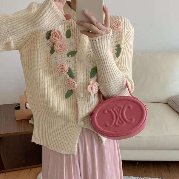 lazy gentle three dimensional embroidered sweater for women with a sense of design style loose short cardigan, White;black
lazy gentle three dimensional embroidered sweater for women with a sense of design style loose short cardigan, White;black