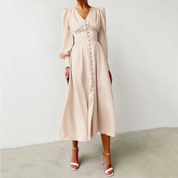 23ss spring new satin dress women's design sense lantern sleeves wrap up waist for a slim fit long dress, White
23ss spring new satin dress women's design sense lantern sleeves wrap up waist for a slim fit long dress, White