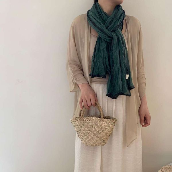 crimp and linen pleated scarf with a floral frame womens fashionable in autumn winter two scarves shawl outside, Blue;gray
crimp and linen pleated scarf with a floral frame womens fashionable in autumn winter two scarves shawl outside, Blue;gray