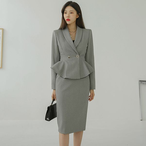 two piece dress fashion korean retro women temperament houndstooth double breasted jacket coat suit blazer high waist skirt female 2 pieces, White
two piece dress fashion korean retro women temperament houndstooth double breasted jacket coat suit blazer high waist skirt female 2 pieces, White
