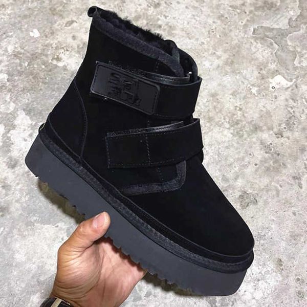 luxury designer genuine leather wool sponge cake thick sole cotton shoes women's sheep skin wool integrated snow boots women's sho, Black
luxury designer genuine leather wool sponge cake thick sole cotton shoes women's sheep skin wool integrated snow boots women's sho, Black