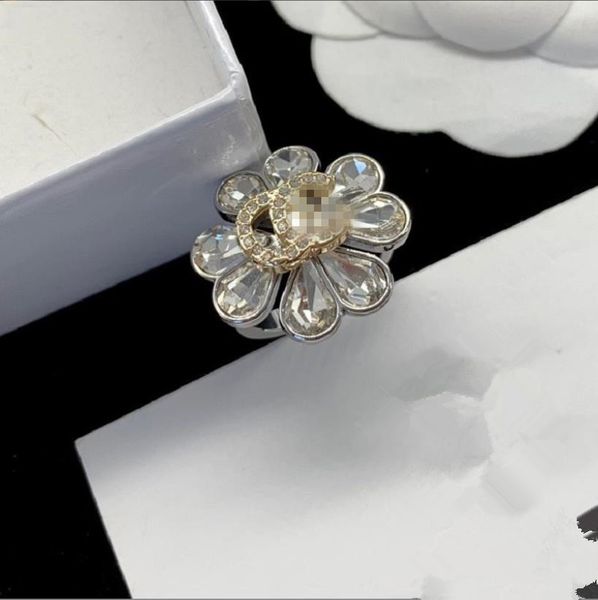 with side stones flower rhinestone adjustable open ring brass niche design premium feel ring, Silver
with side stones flower rhinestone adjustable open ring brass niche design premium feel ring, Silver